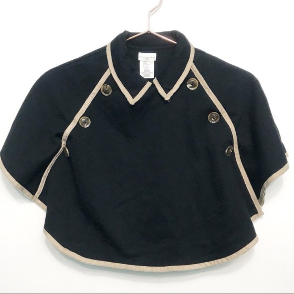 max studio | retro baby cape black tan buttons 4t